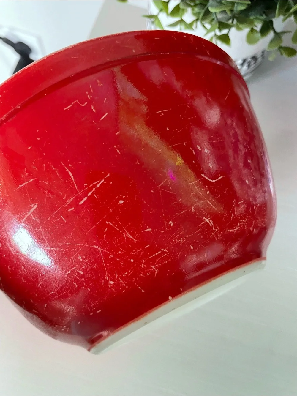 Vintage Pyrex Primary Red #402 Nesting Mixing Bowl 1.5QT Milk Glass